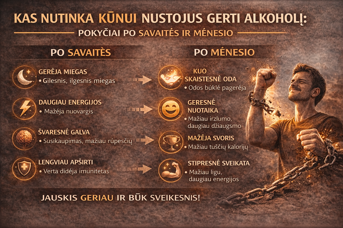 Kas nutinka kūnui nustojus gerti alkoholį: pokyčiai po savaitės ir mėnesio