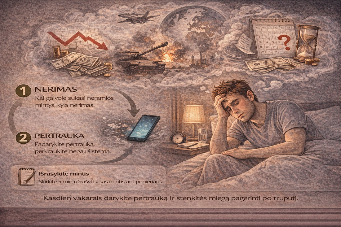 Nerimas dėl ateities / pinigų / karo – kaip nustoti katastrophizuoti