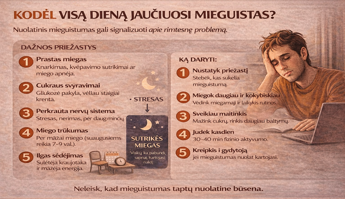 Kodėl visą dieną jaučiuosi mieguistas