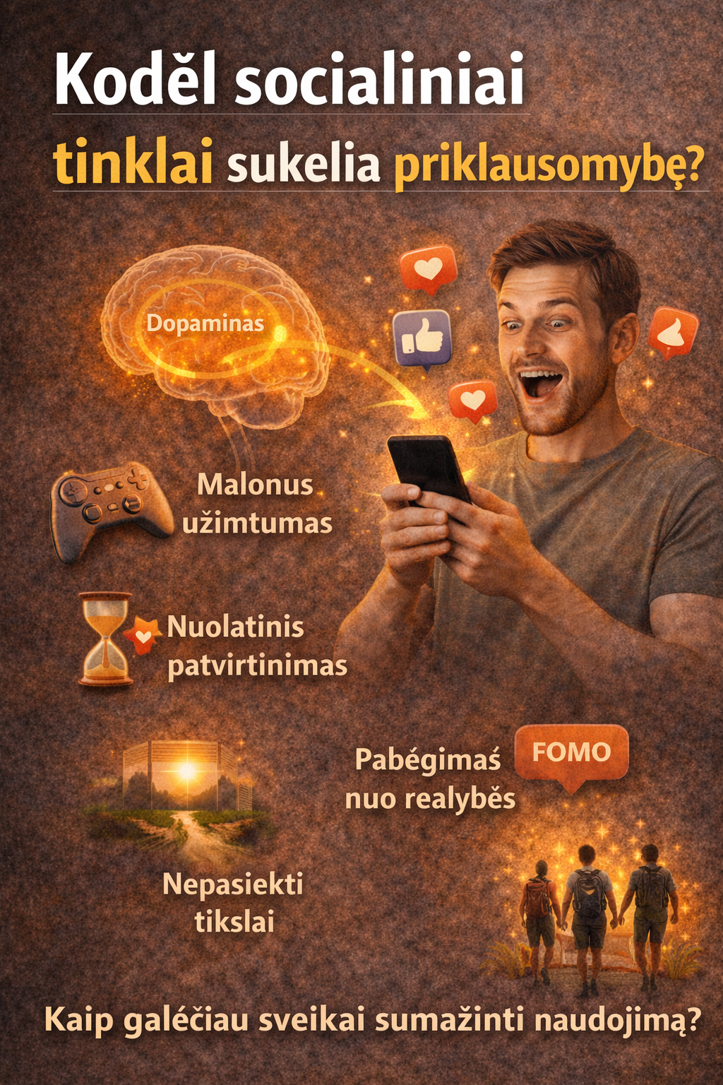 Kodėl socialiniai tiknlai sukelia priklausomybę