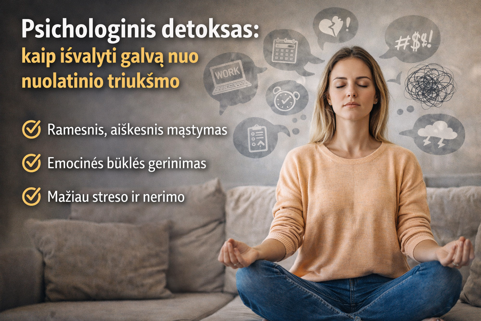 Psichologinis detoksas: kaip išvalyti galvą nuo nuolatinio triukšmo