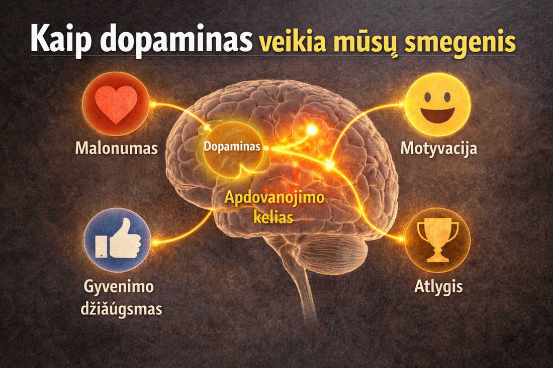 Kaip dopaminas veikia mūsų smegenis