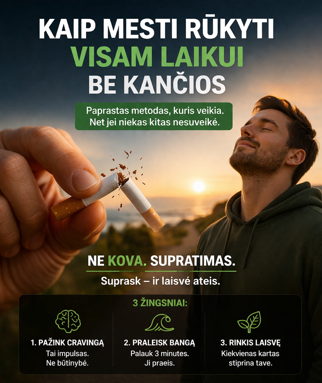 Kaip mesti rūkyti visam laikui be kančios