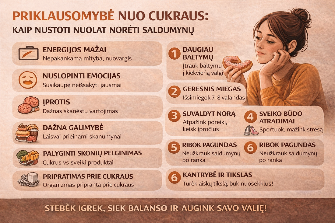 Priklausomybė nuo cukraus: kaip nustoti nuolat norėti saldumynų