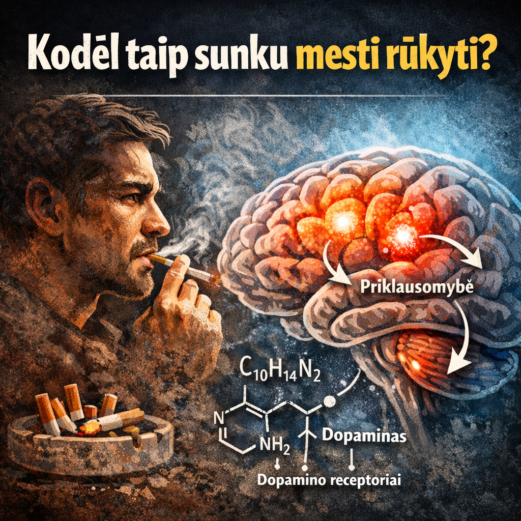 Kodėl taip sunku mesti rūkyti